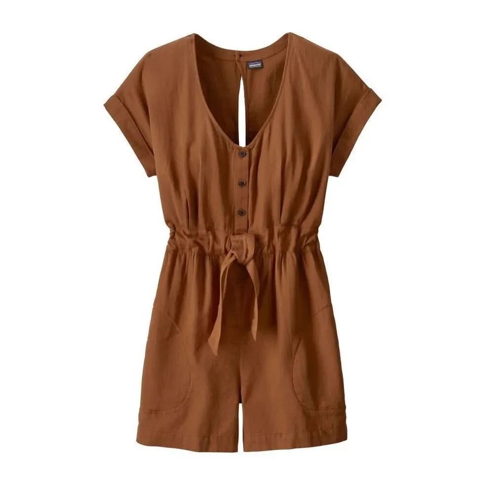 Patagonia Organic Cotton Gauze Open Back Romper Jumpsuit One Piece Women's M